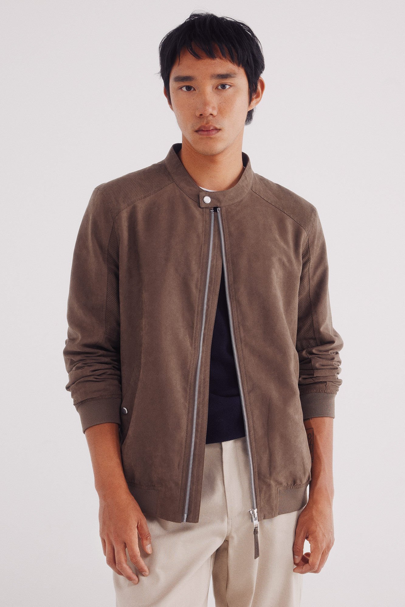 Springfield Micro-perforated suede effect jacket