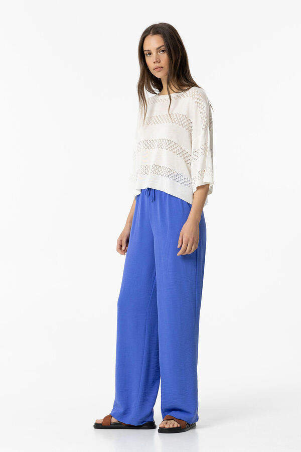 Springfield Wrinkled Palazzo trousers plava