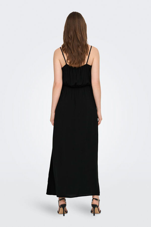 Only Vestido largo de tirantes regulables negro