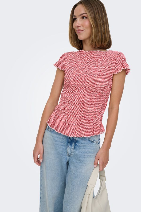 Only Top de cuadros vichy rojo