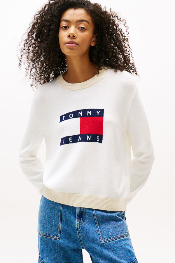 Tommy Jeans Women's round neck sweater white