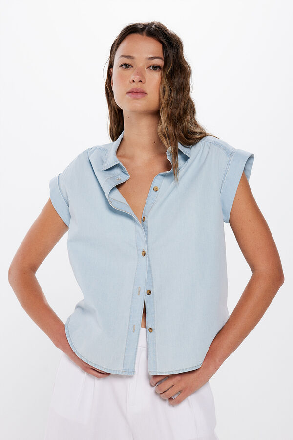 Springfield Cotton denim blouse blue
