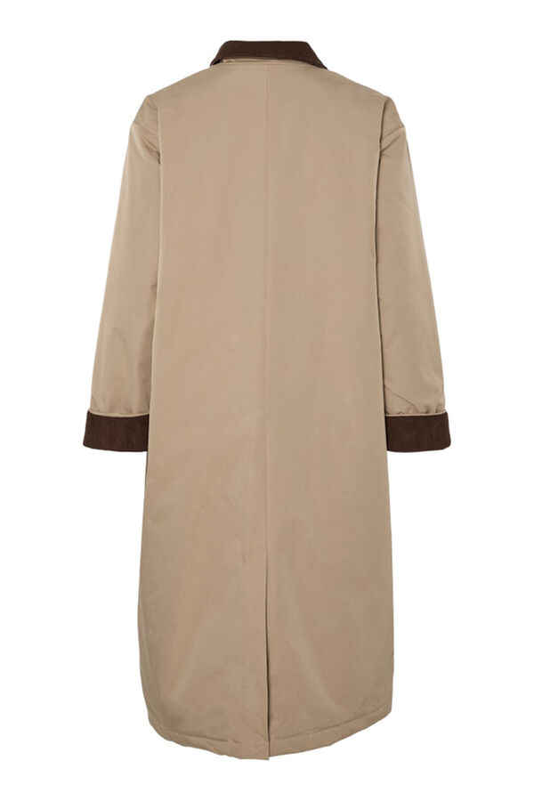 Pieces Abrigo gabardina detalle cuello pu&ntilde;os gris