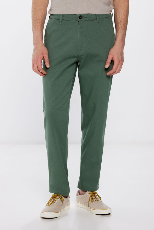 Springfield Pantalón chino color comfort slim fit verde