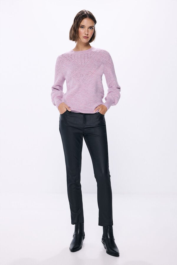 Springfield Pull détail pointelle violet