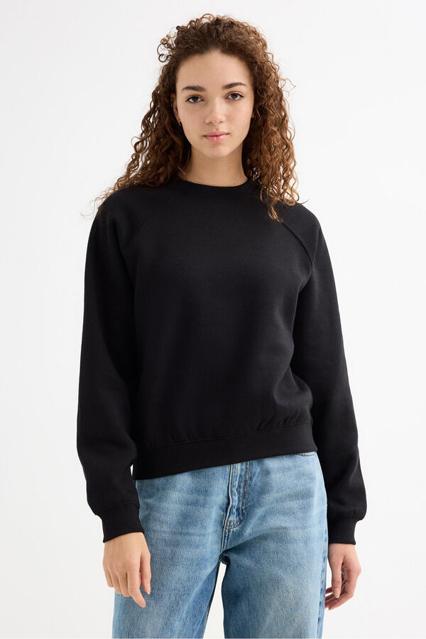 Inside Round Neck Sweatshirt fekete