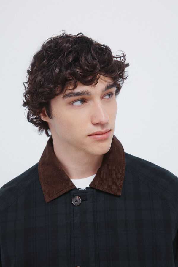 Springfield Parka cuadros cuello pana estampado