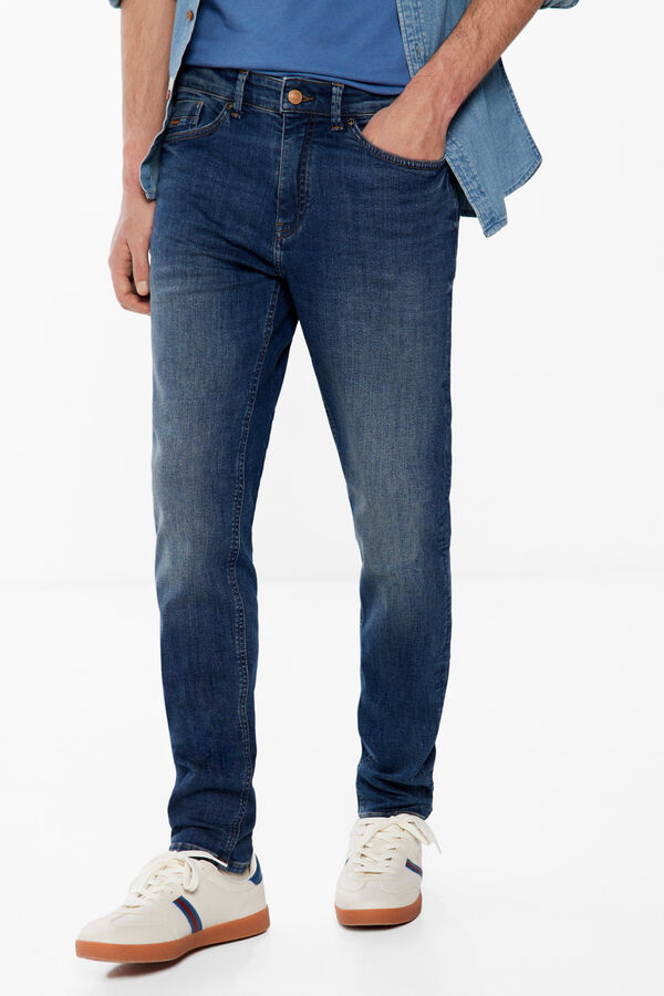 Springfield Jeans skinny lavé moyen foncé bleue