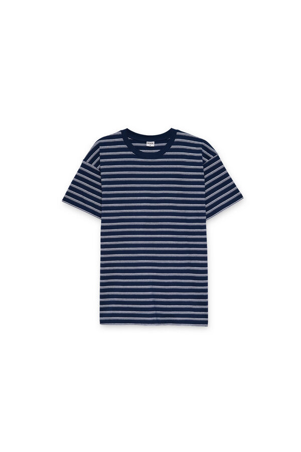Inside Striped short sleeve T-shirt blue