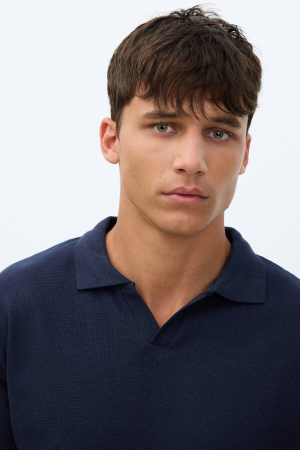 Inside Plain short sleeve polo shirt blue