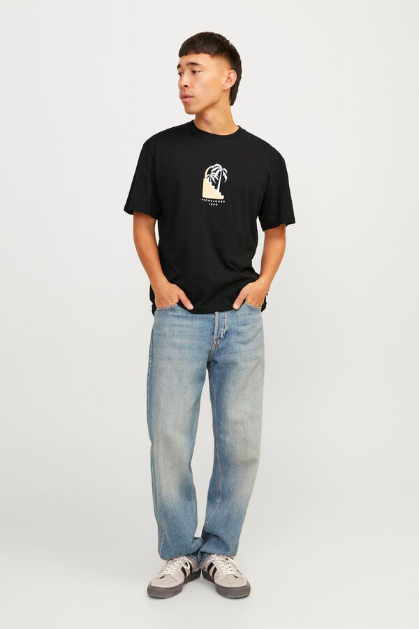 Springfield Relaxed fit cotton T-shirt crna
