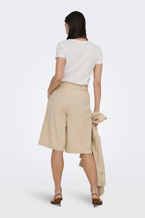 Only Bermuda de lino beige