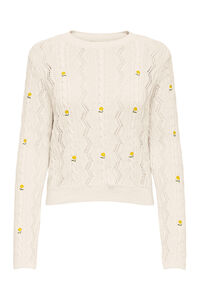 Only Pullover mit Lochmuster und Stickerei