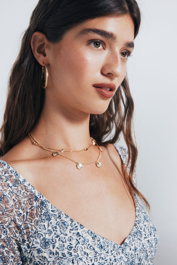 Springfield Short floral dress nude