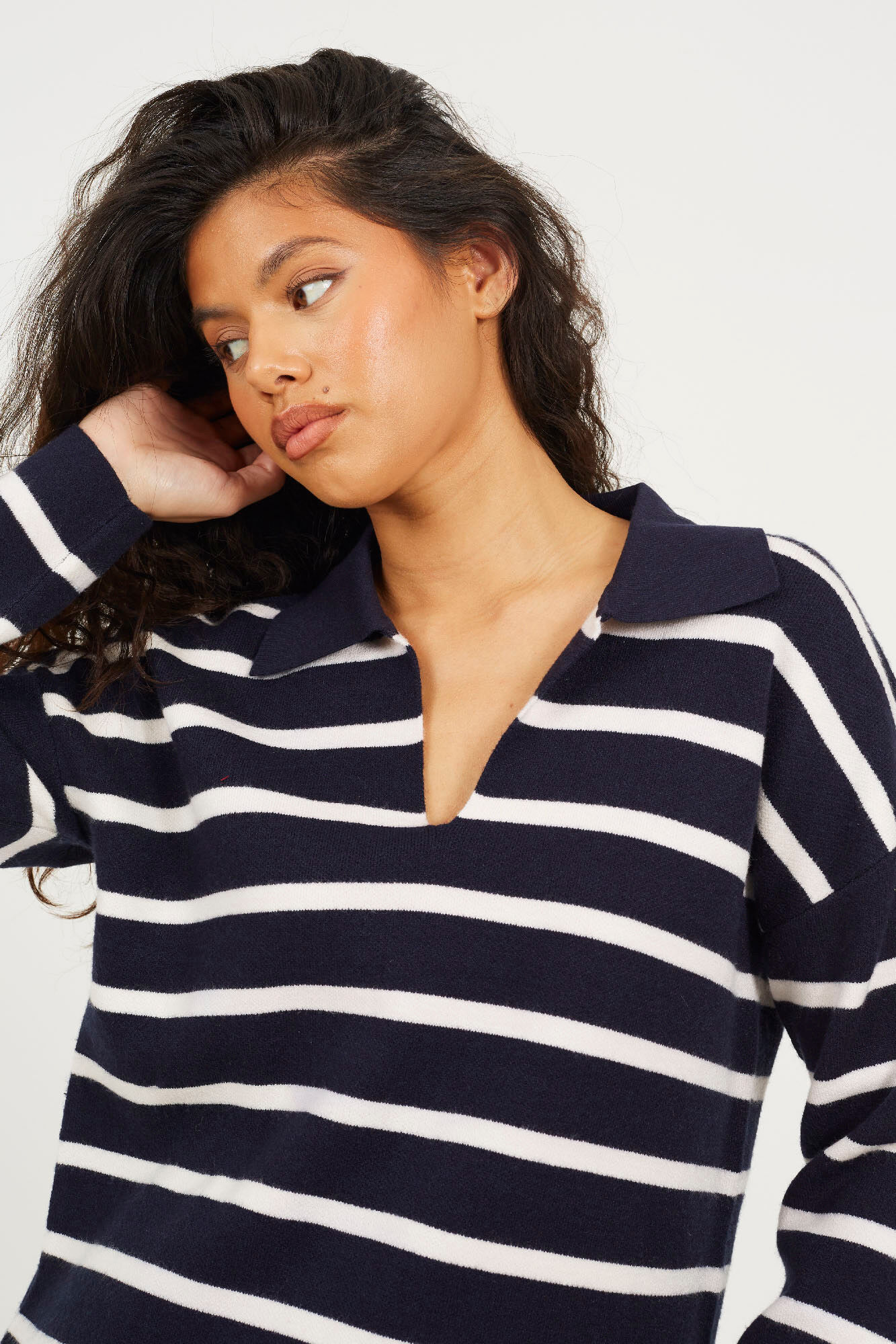 Brave Soul Jersey a rayas con cuello polo