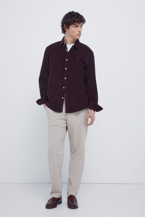 Springfield Camisa micro pana naranja