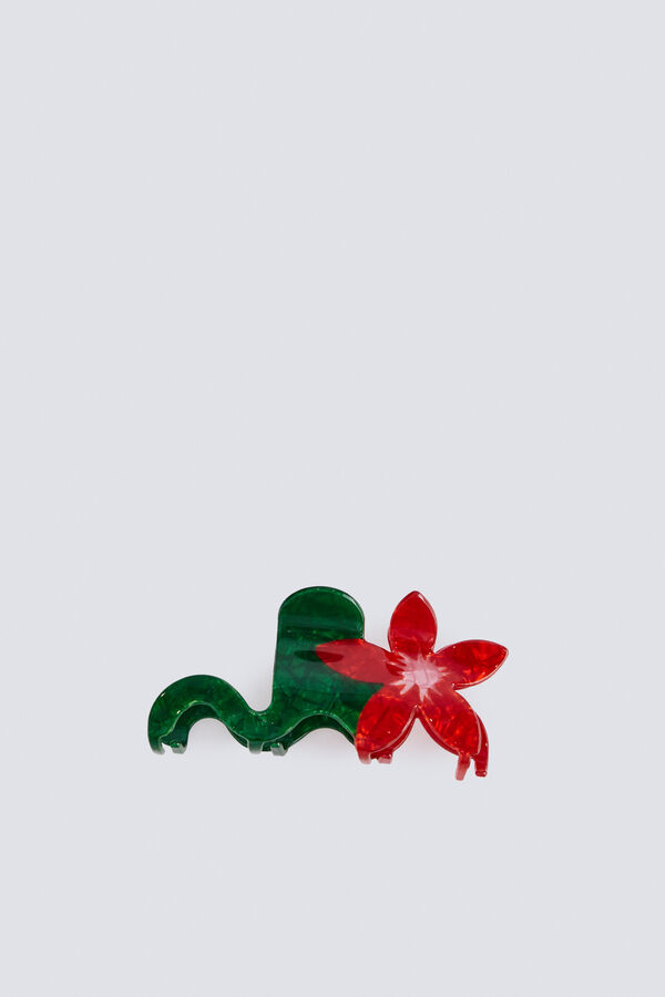 Springfield Large flower hair clip green