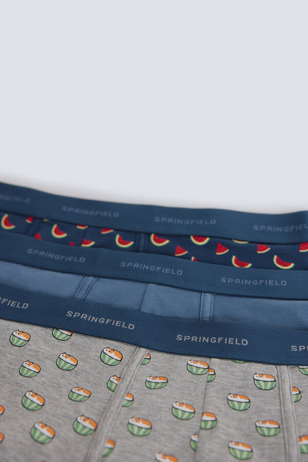 Springfield Pack of 3 watermelon print boxers blue
