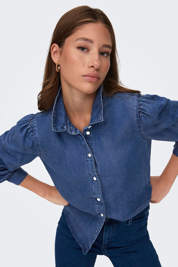 Springfield Button-up shirt with long sleeves bluish