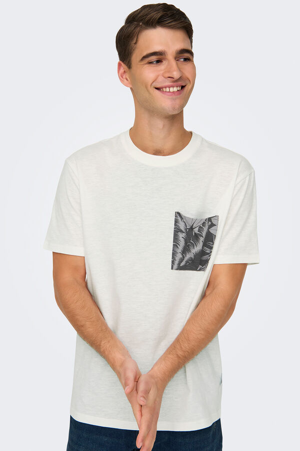 Only & Sons Camiseta manga corta bolsillo blanco