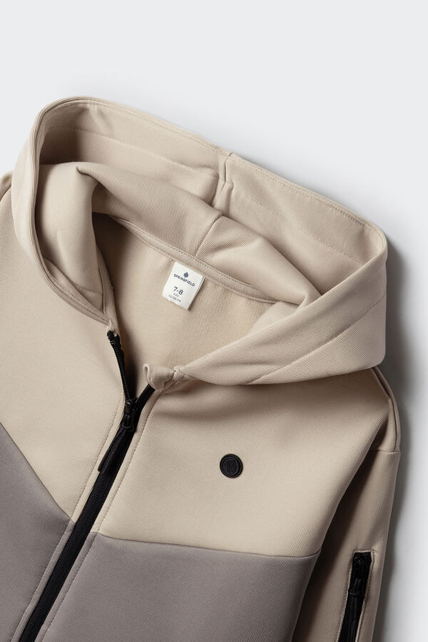 Springfield Kids Dečiji urbani duks sa krojenim i &scaron;ivenim detaljima Braon