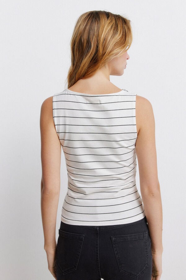 Springfield Cotton sleeveless round neck top brown