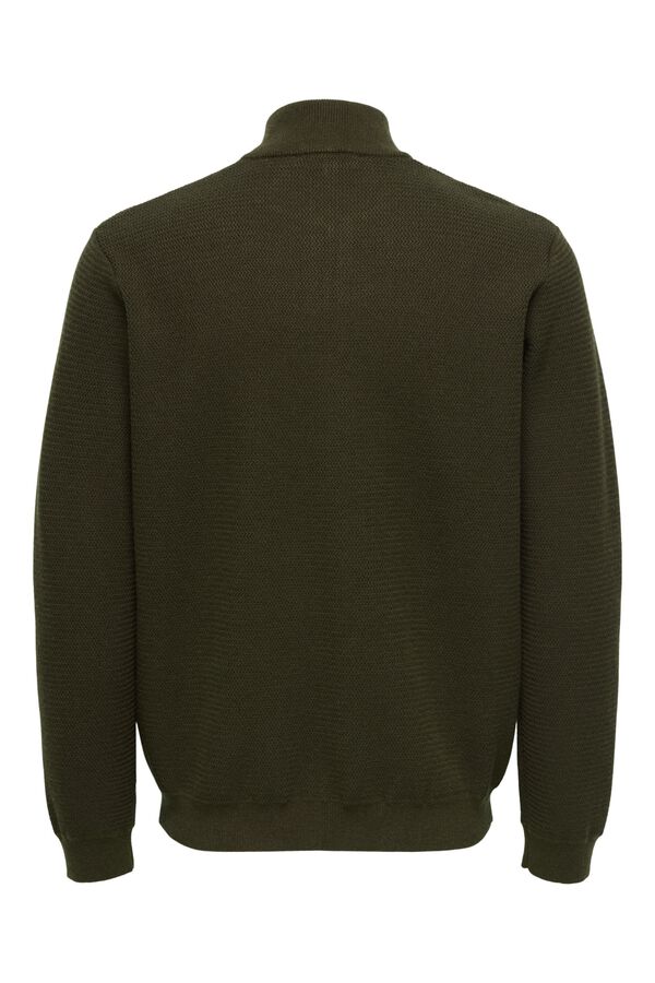 Only & Sons Jersey de cuello cremallera marr&oacute;n