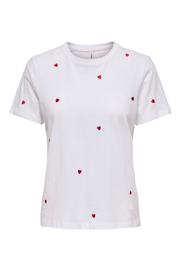 Only Short sleeve embroidered T-shirt brown