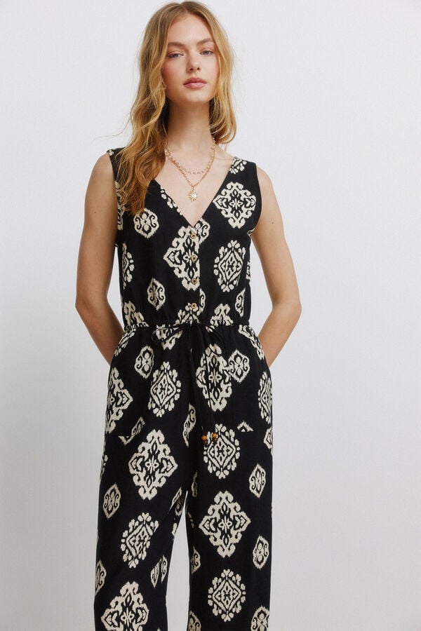 Springfield Printed sleeveless jumpsuit black