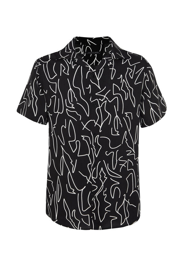 Trendyol Camisa estampada manga corta negro