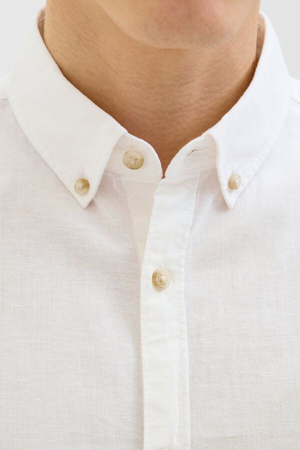 JJ REBEL Linen regular fit shirt white