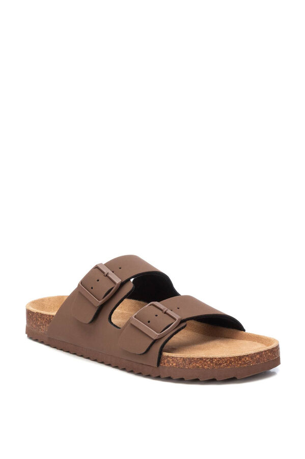 Springfield Black split leather Cro sandal  medium beige