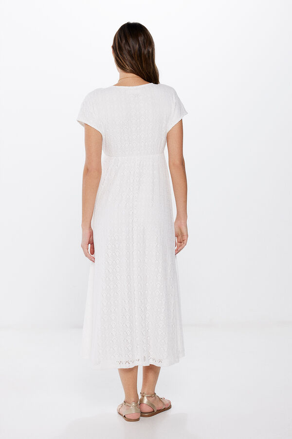 Springfield Crochet midi tunic dress white