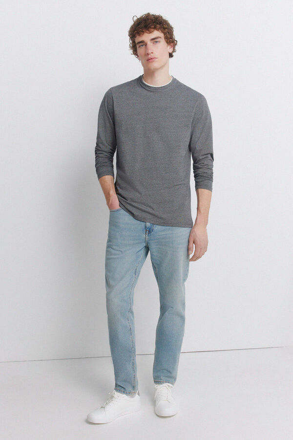 Springfield Majica dugih rukava sa duplim mikroprugama Crna