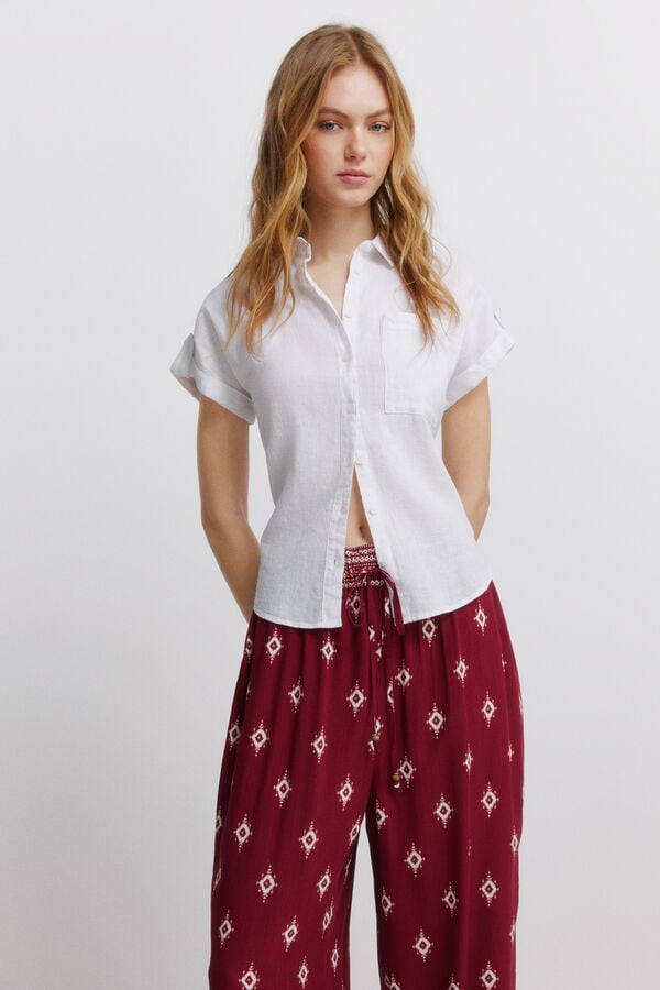 Springfield Printed rustic drawstring trousers printed