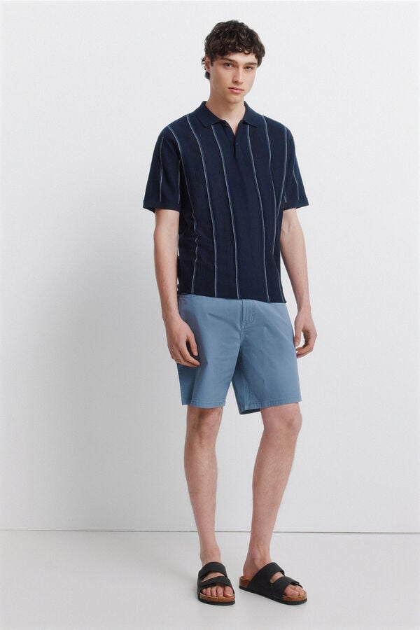 Springfield Striped structured polo shirt blue