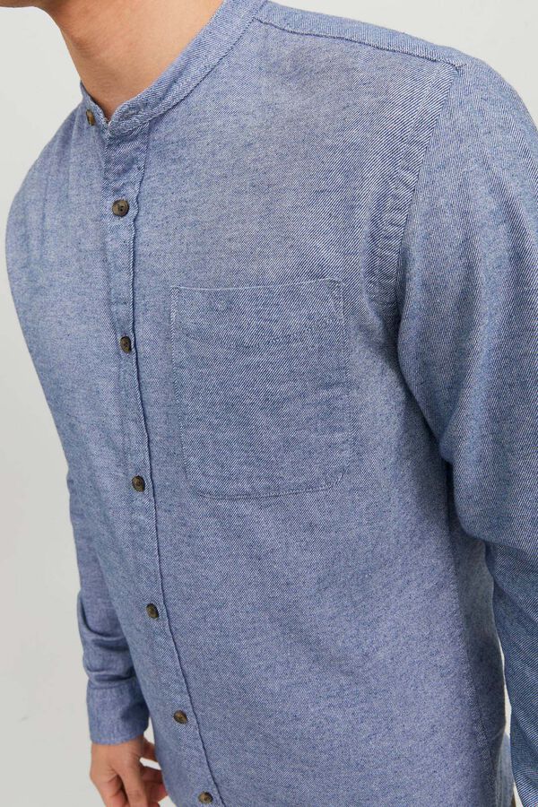 Springfield Camisa cuello mao comfor fit azul medio