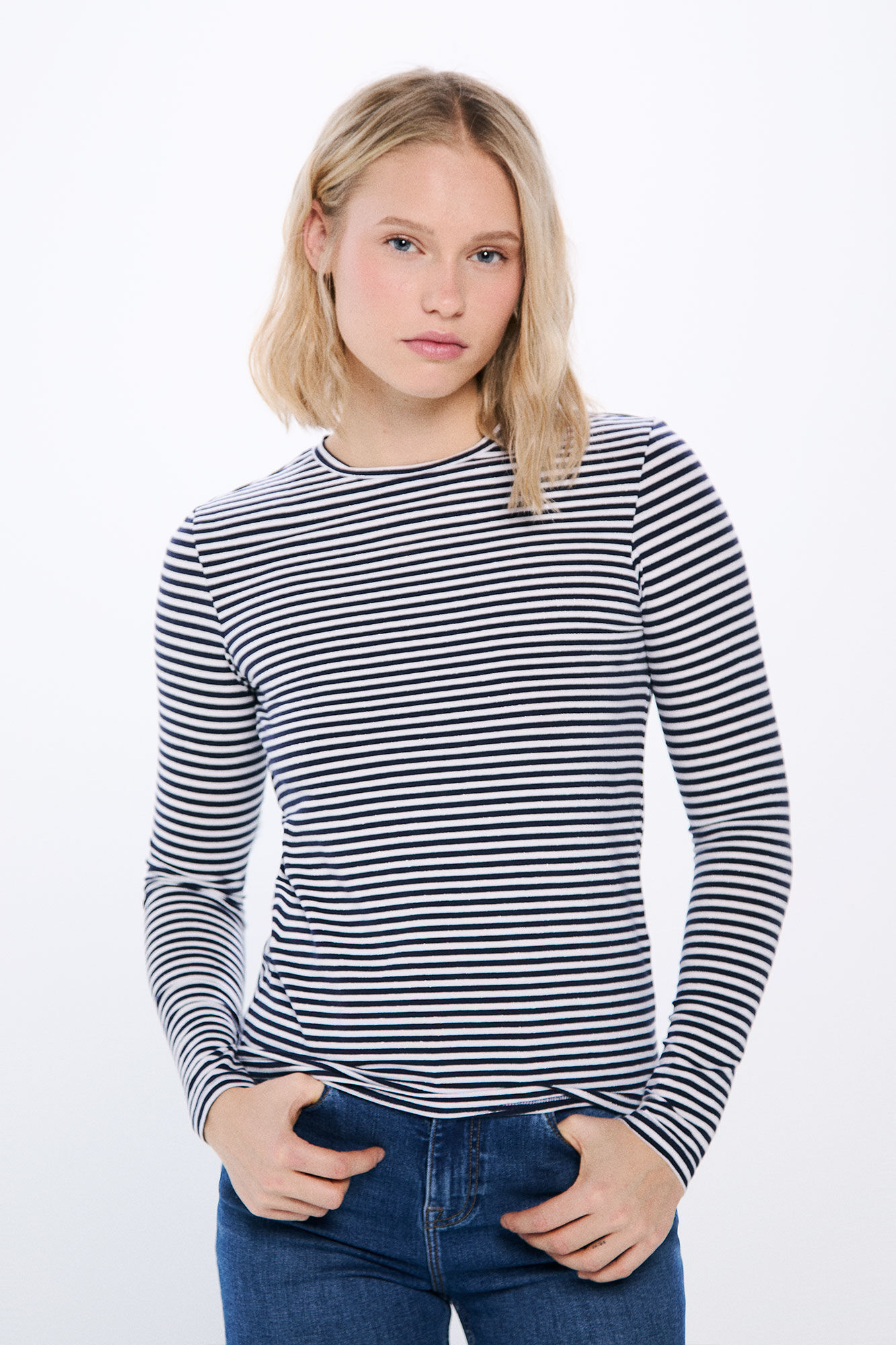 Springfield Strukirana prugasta majica sa lureksom