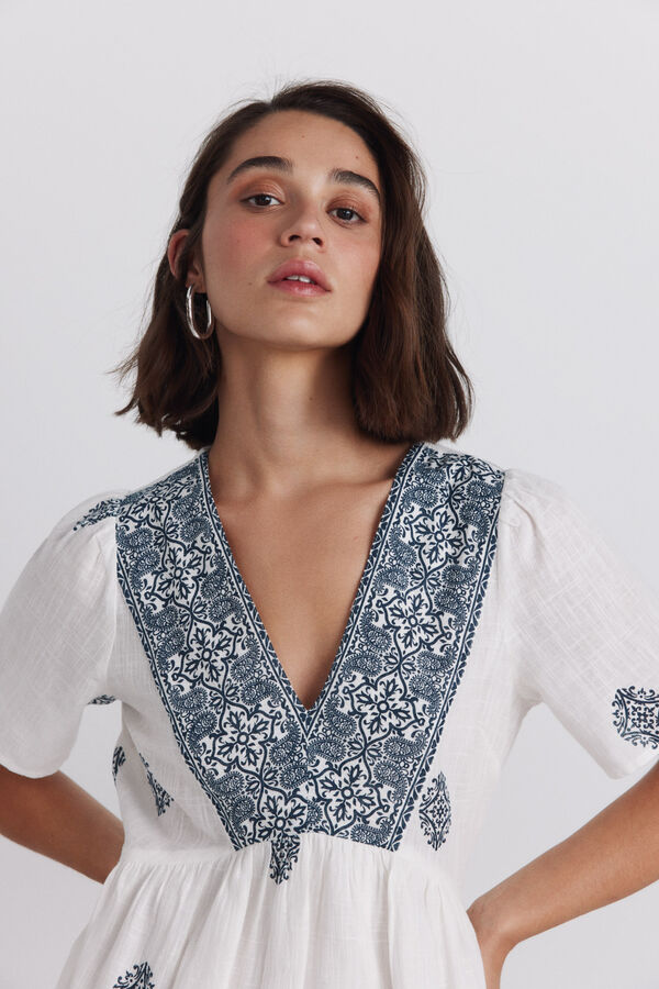 Springfield Border print dress blue