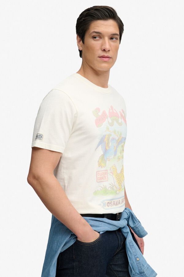 Superdry Japanese print short-sleeved T-shirt beige