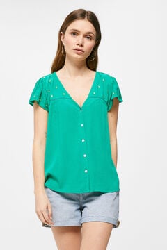 Springfield Embroidered cheesecloth blouse green