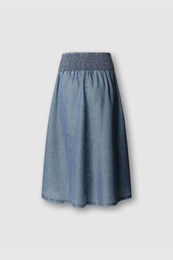 Pepe Jeans Falda midi bordado y bolsillo lateral azul