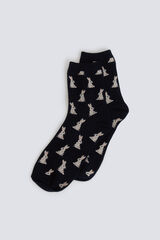 Springfield Meias compridas com estampado de coelhinhos azul