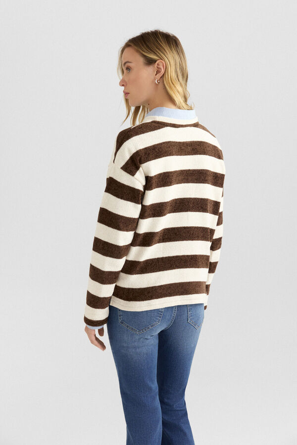 Springfield Striped fine knit jumper brown