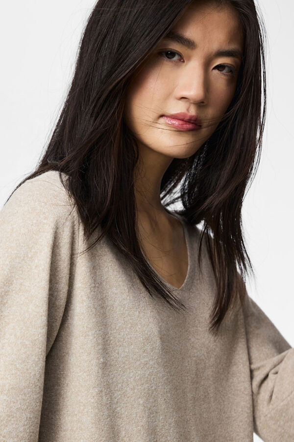 Pieces Basic V sweater grey