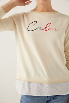 Springfield Pullover &bdquo;Calm&ldquo; Bimaterial beige