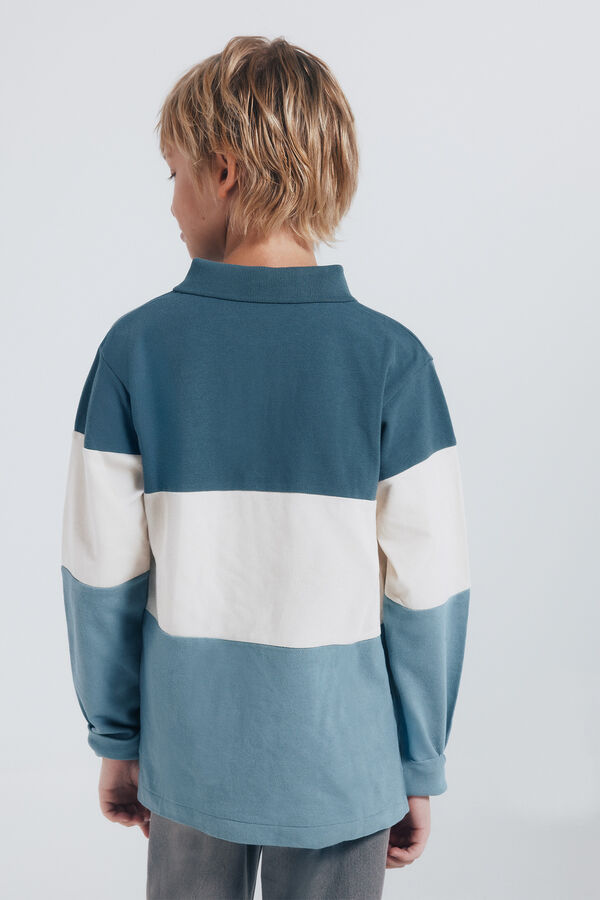 Springfield Kids Polo manga larga color block niño azul