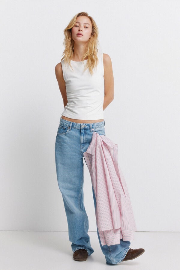 Springfield Cotton sleeveless round neck top white