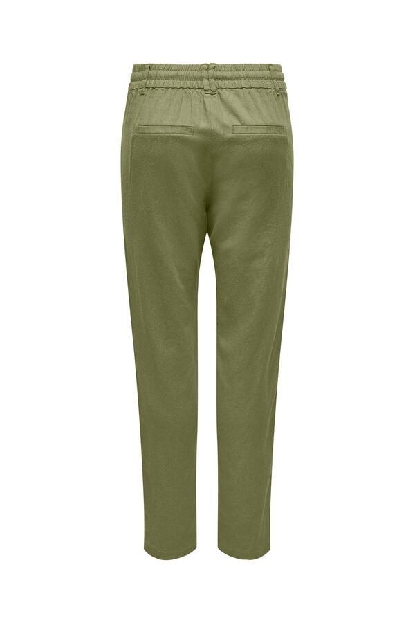 Springfield Classic cut flowing linen trousers green