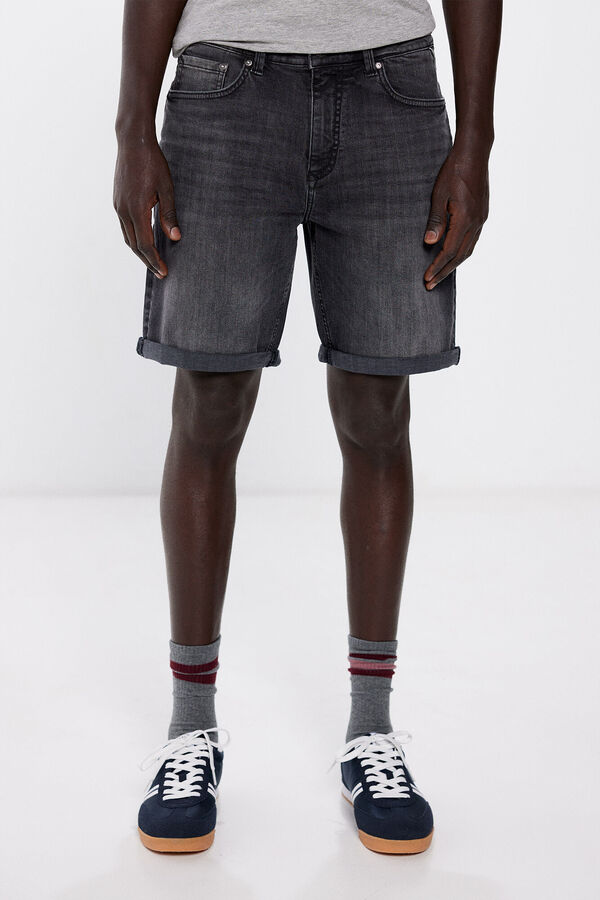 Springfield Black slim fit denim Bermuda shorts  grey mix